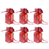 10 Set Candy Boxes Wedding Birthday Party Favor Gift Box with Ribbons DecorationRetro Flower Pattern