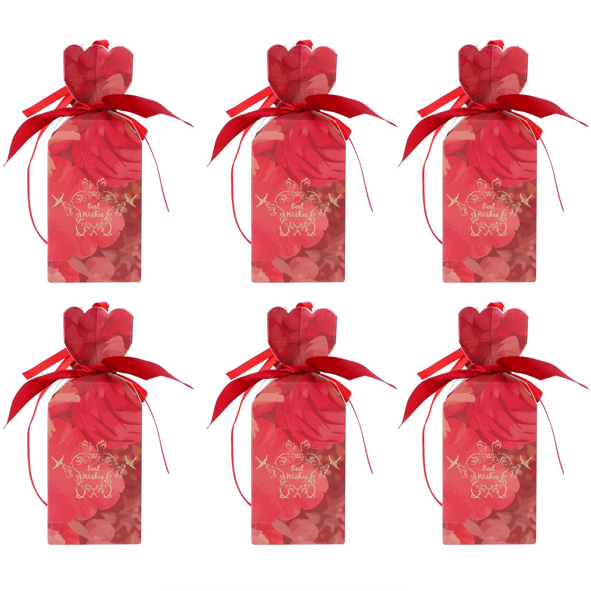 10 Set Candy Boxes Wedding Birthday Party Favor Gift Box with Ribbons DecorationRetro Flower Pattern