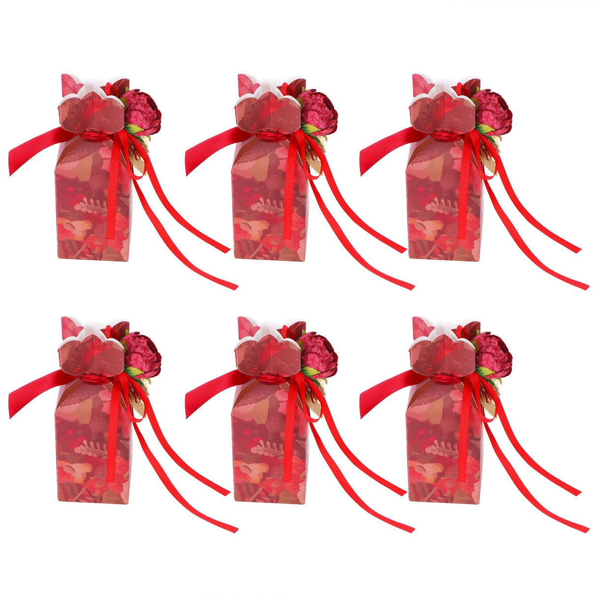 10 Set Candy Boxes Wedding Birthday Party Favor Gift Box with Ribbons DecorationRetro Flower Pattern