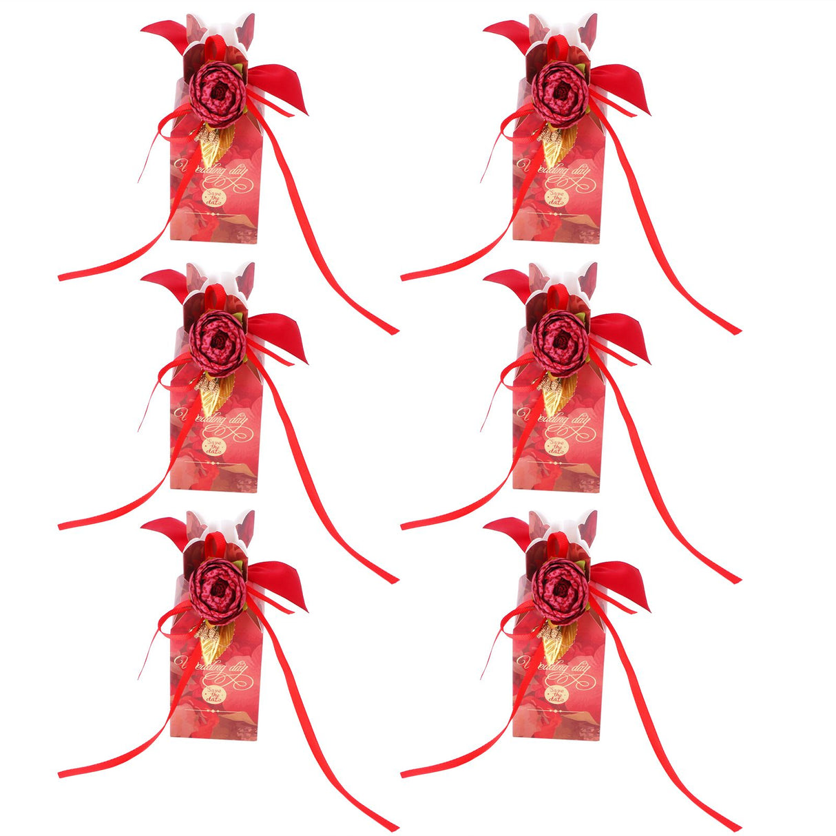 10 Set Candy Boxes Wedding Birthday Party Favor Gift Box with Ribbons DecorationRetro Flower Pattern