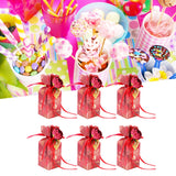 10 Set Candy Boxes Wedding Birthday Party Favor Gift Box with Ribbons DecorationRetro Flower Pattern - Extra Image