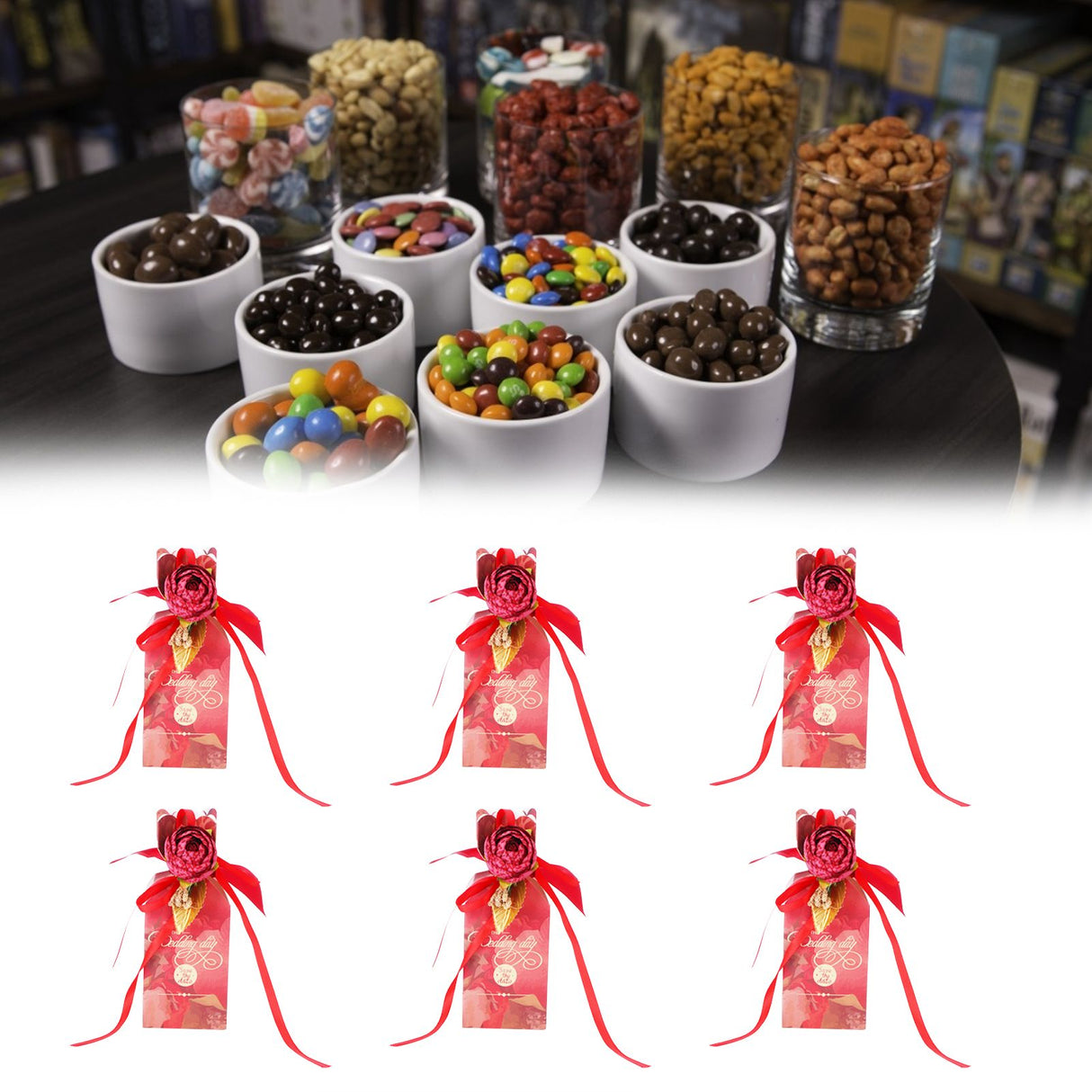 10 Set Candy Boxes Wedding Birthday Party Favor Gift Box with Ribbons DecorationRetro Flower Pattern