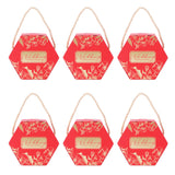 10 Set Candy Boxes Bags Hexagonal Chocolate Gift Boxes with Ropes for Wedding SuppliesRed - Front View
