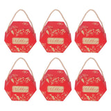 10 Set Candy Boxes Bags Hexagonal Chocolate Gift Boxes with Ropes for Wedding SuppliesRed