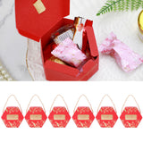 10 Set Candy Boxes Bags Hexagonal Chocolate Gift Boxes with Ropes for Wedding SuppliesRed - Extra Image