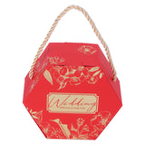10 Set Candy Boxes Bags Hexagonal Chocolate Gift Boxes with Ropes for Wedding SuppliesRed