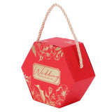 10 Set Candy Boxes Bags Hexagonal Chocolate Gift Boxes with Ropes for Wedding SuppliesRed - Extra Image