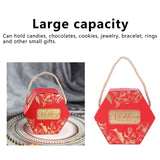 10 Set Candy Boxes Bags Hexagonal Chocolate Gift Boxes with Ropes for Wedding SuppliesRed - Extra Image