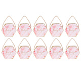 10 Set Candy Boxes Bags Hexagonal Chocolate Gift Boxes with Ropes for Wedding SuppliesPink