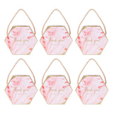 10 Set Candy Boxes Bags Hexagonal Chocolate Gift Boxes with Ropes for Wedding SuppliesPink - Front View