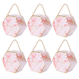 10 Set Candy Boxes Bags Hexagonal Chocolate Gift Boxes with Ropes for Wedding SuppliesPink