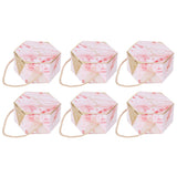 10 Set Candy Boxes Bags Hexagonal Chocolate Gift Boxes with Ropes for Wedding SuppliesPink - Rear View
