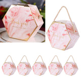 10 Set Candy Boxes Bags Hexagonal Chocolate Gift Boxes with Ropes for Wedding SuppliesPink - Extra Image