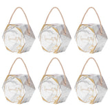 10 Set Candy Boxes Bags Hexagonal Chocolate Gift Boxes with Ropes for Wedding SuppliesMarble - Side View