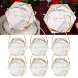 10 Set Candy Boxes Bags Hexagonal Chocolate Gift Boxes with Ropes for Wedding SuppliesMarble
