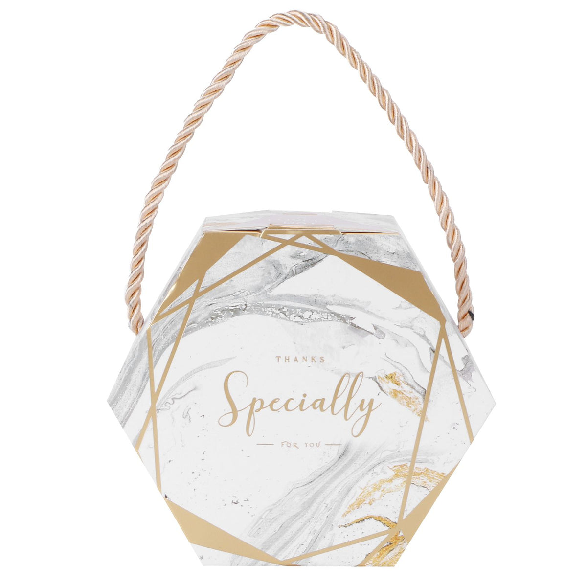 10 Set Candy Boxes Bags Hexagonal Chocolate Gift Boxes with Ropes for Wedding SuppliesMarble