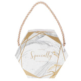 10 Set Candy Boxes Bags Hexagonal Chocolate Gift Boxes with Ropes for Wedding SuppliesMarble