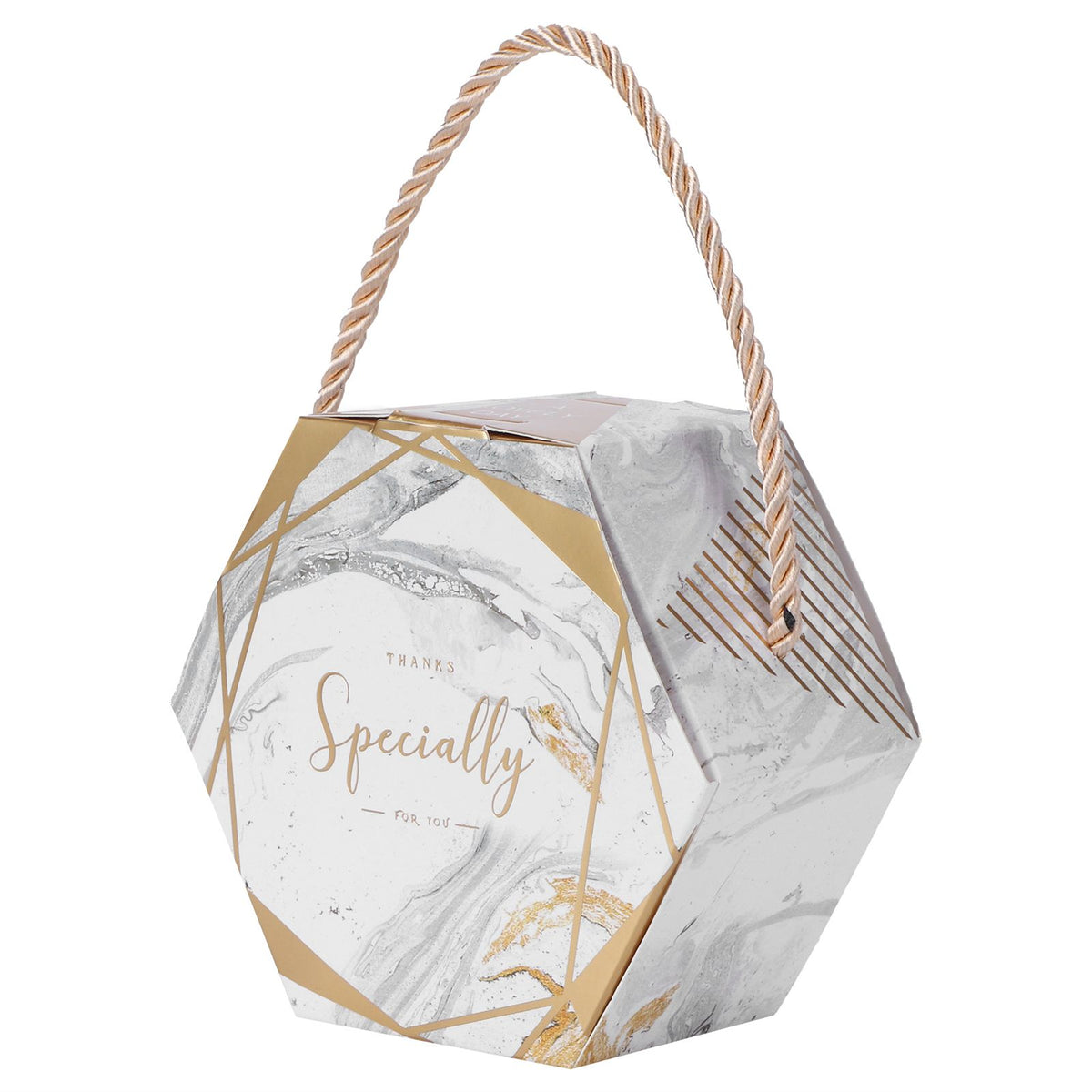 10 Set Candy Boxes Bags Hexagonal Chocolate Gift Boxes with Ropes for Wedding SuppliesMarble