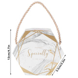 10 Set Candy Boxes Bags Hexagonal Chocolate Gift Boxes with Ropes for Wedding SuppliesMarble - Extra Image