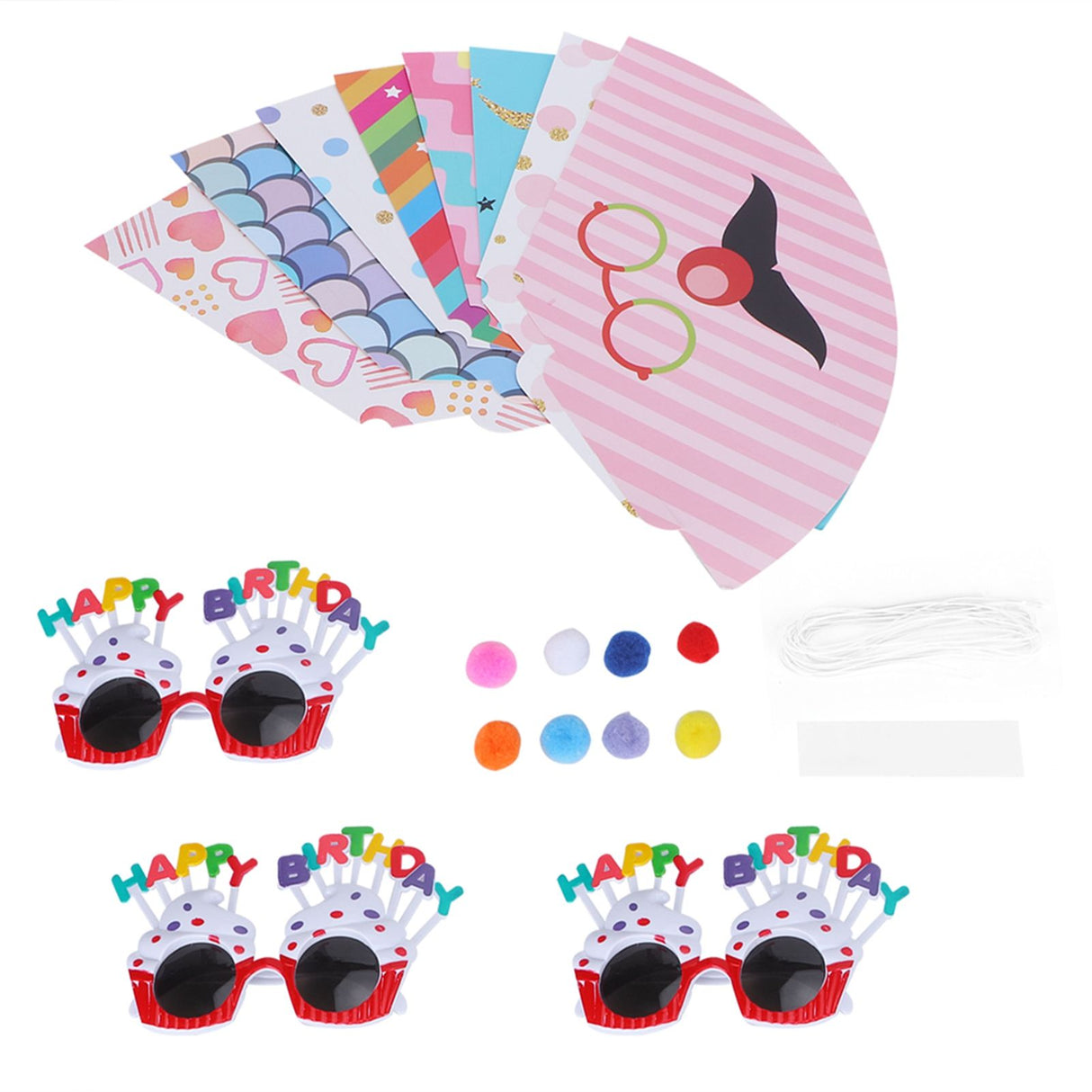 Birthday Funny Glasses and Foldable Party Cone Hats Birthday Supplies for Kids Adults