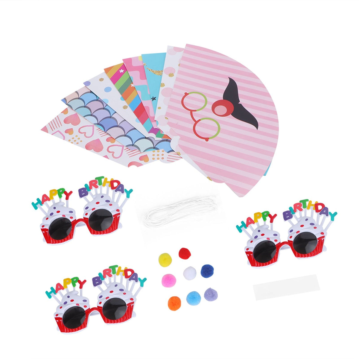 Birthday Funny Glasses and Foldable Party Cone Hats Birthday Supplies for Kids Adults
