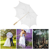 Lace Umbrella Wedding Bridal Parasol Umbrella for Photography Props Wedding SuppliesL White - Extra Image