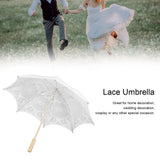Lace Umbrella Wedding Bridal Parasol Umbrella for Photography Props Wedding SuppliesL White - Extra Image