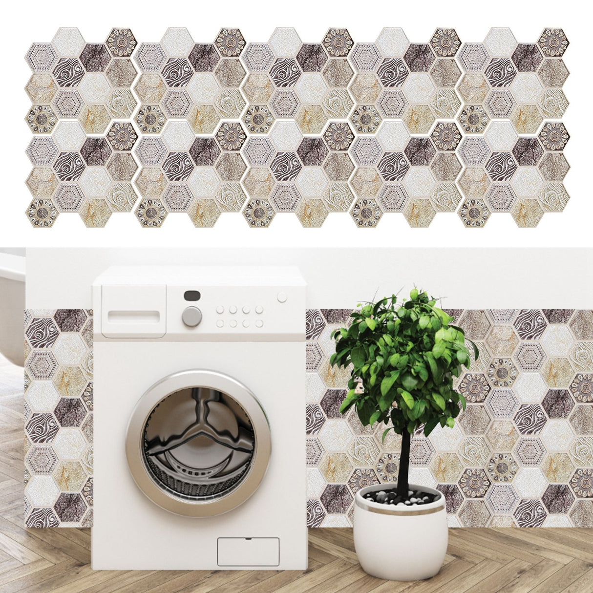 10Pcs Self Adhesive Sticker Background PVC Wall Decal Tile Sticker Home Decoration