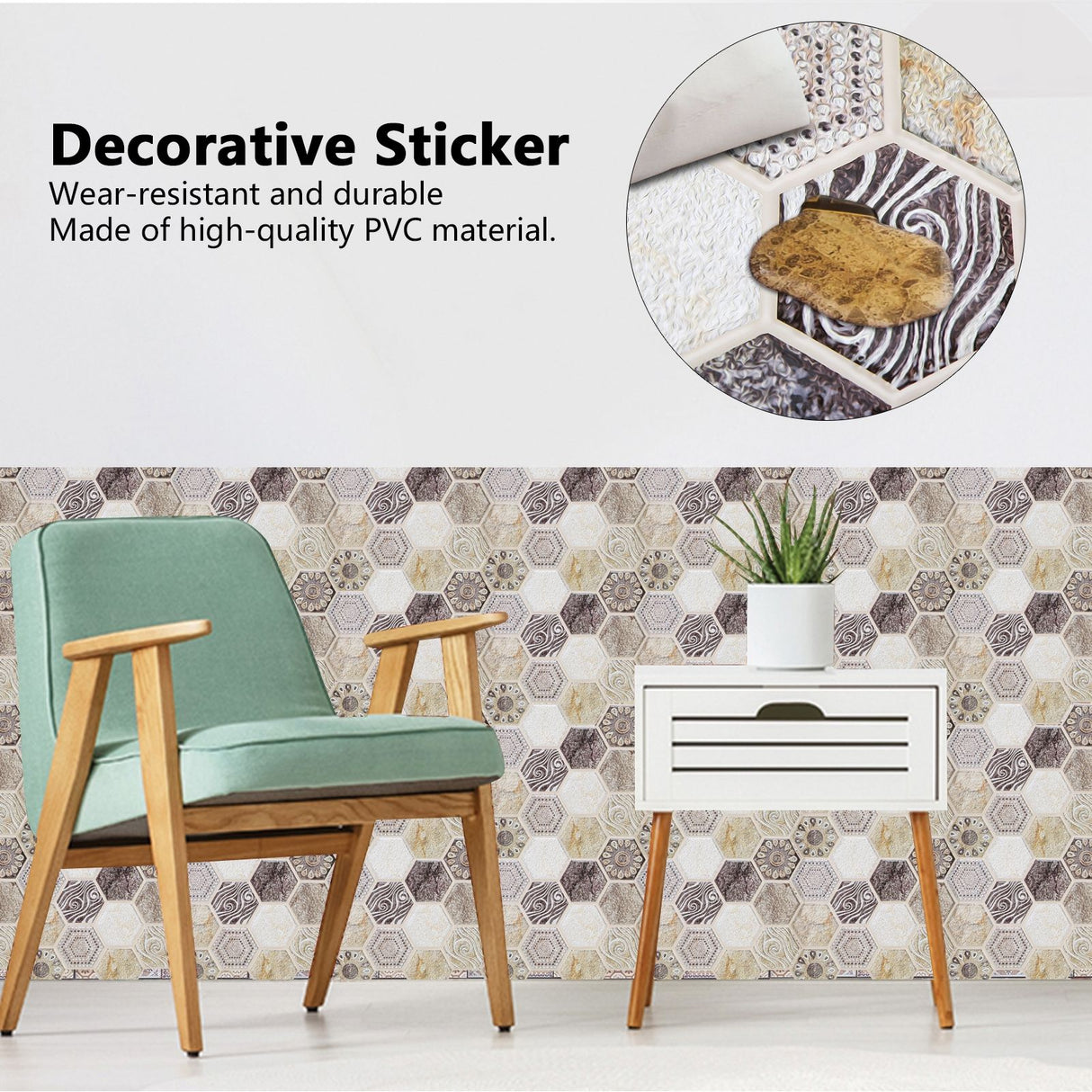 10Pcs Self Adhesive Sticker Background PVC Wall Decal Tile Sticker Home Decoration
