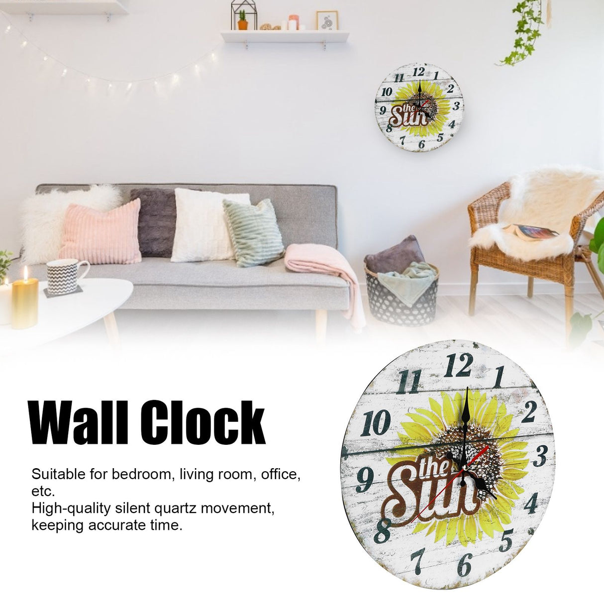 30cm European Style Retro Wall Clock Home Decoration Living Room Wall Hanging ClockStyle 1