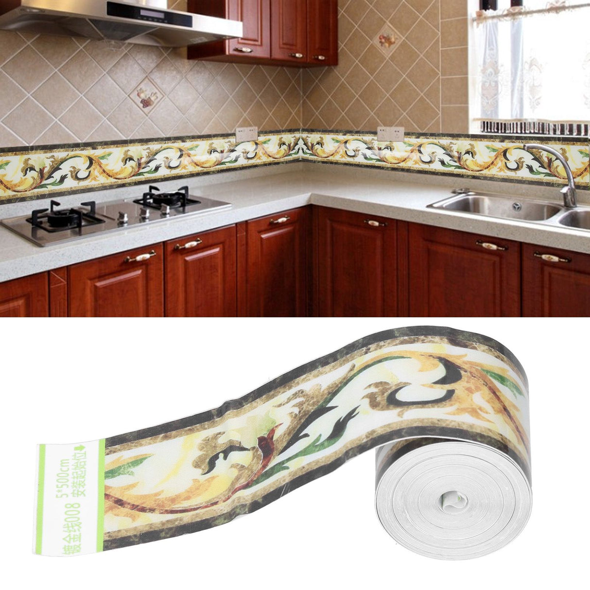 Wallpaper Border Trim Self Adhesive Sticker Decor for Living Room Kitchen Bathroom 5x500cm