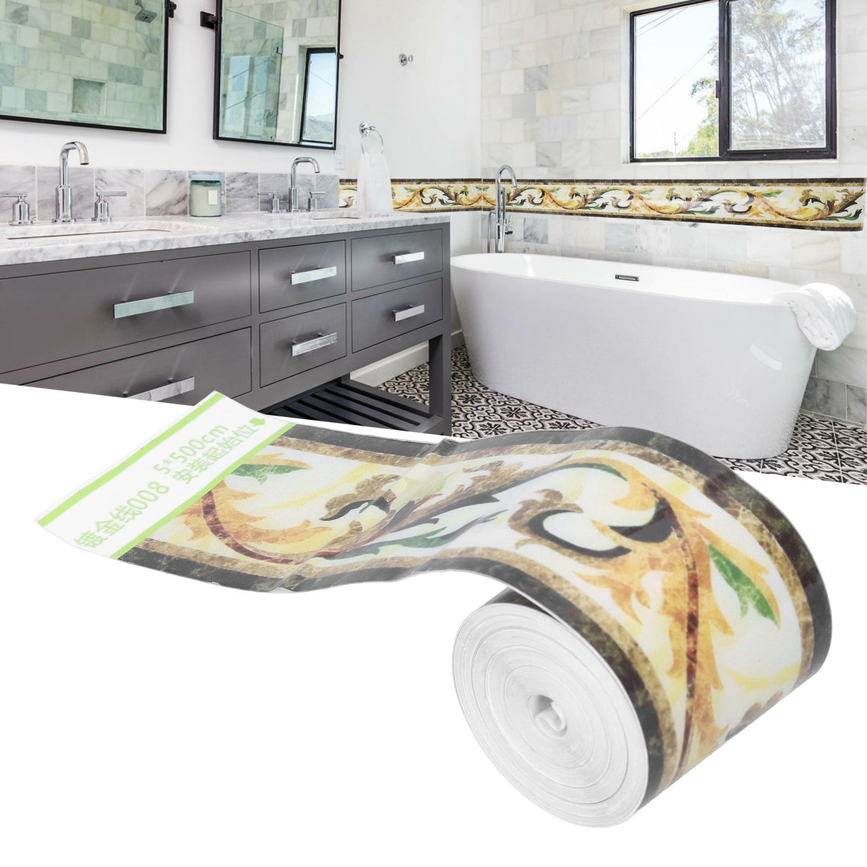 Wallpaper Border Trim Self Adhesive Sticker Decor for Living Room Kitchen Bathroom 5x500cm
