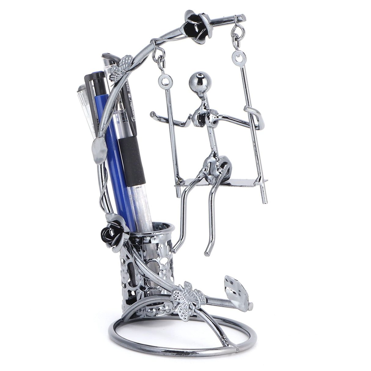 Wrought Iron Swing Pen Holder Originality Home Tabletop Decoration for Business GiftsMan