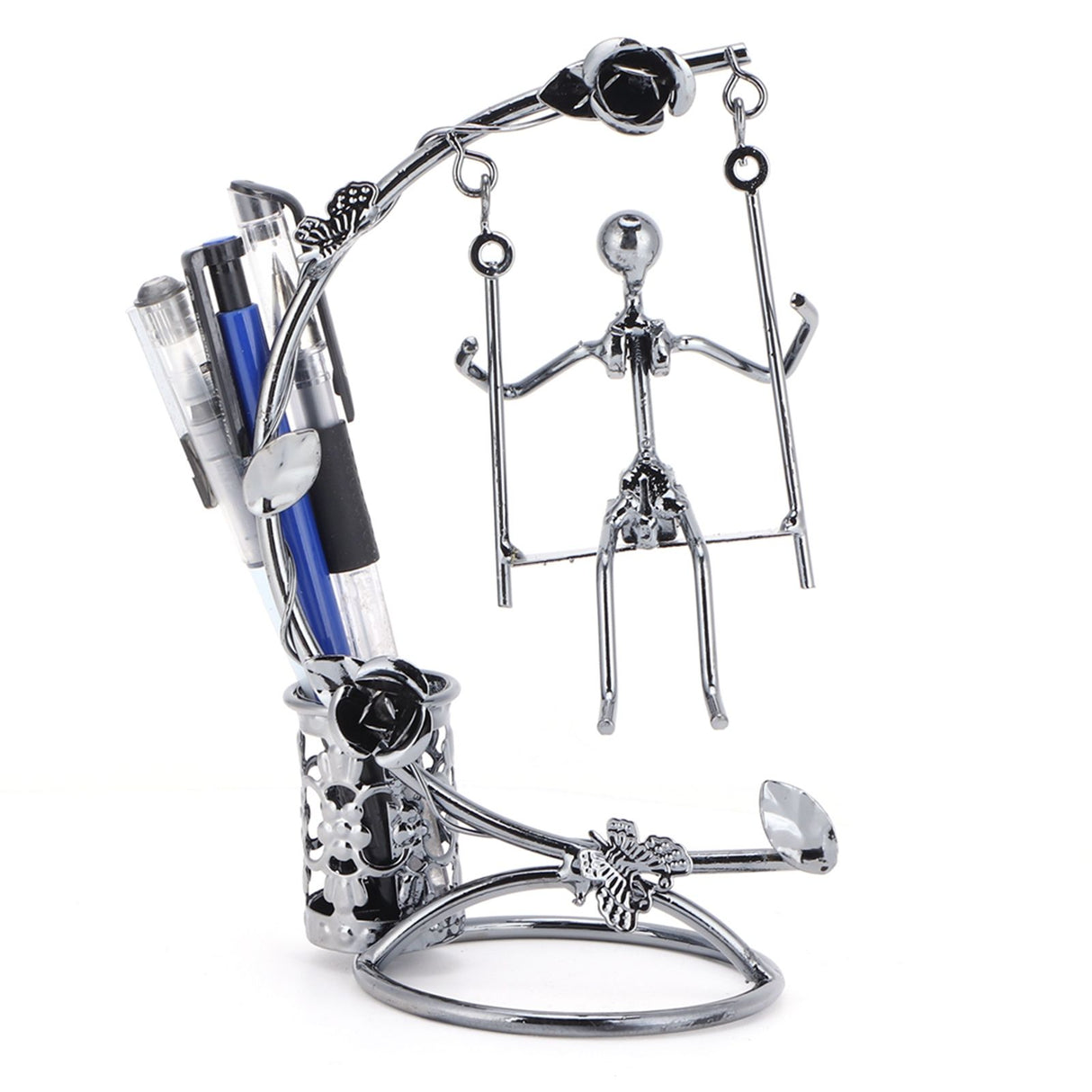 Wrought Iron Swing Pen Holder Originality Home Tabletop Decoration for Business GiftsMan