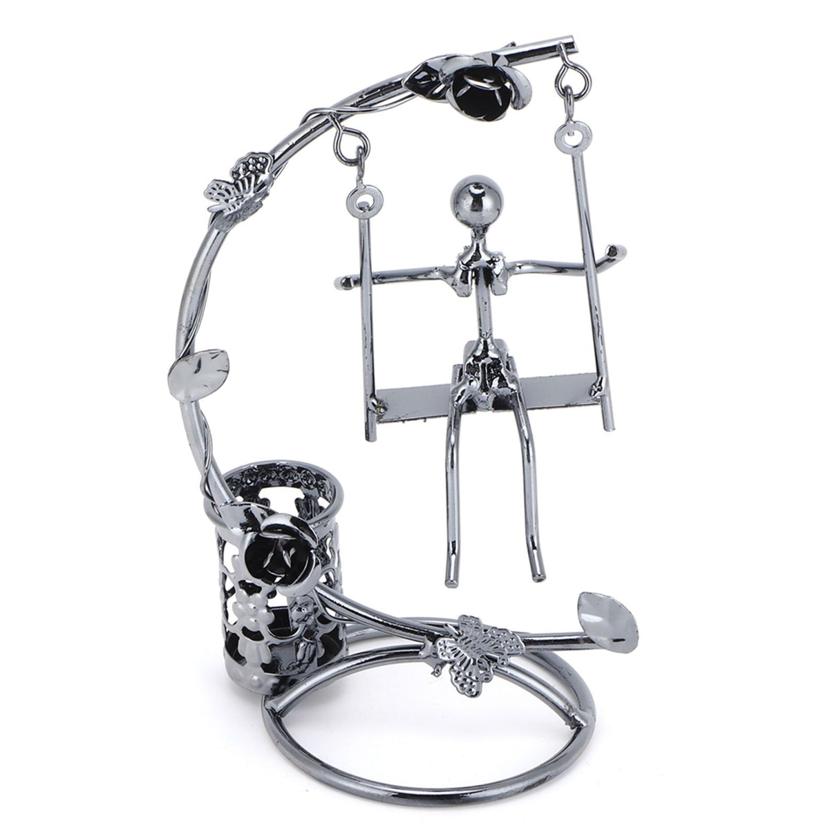 Wrought Iron Swing Pen Holder Originality Home Tabletop Decoration for Business GiftsMan