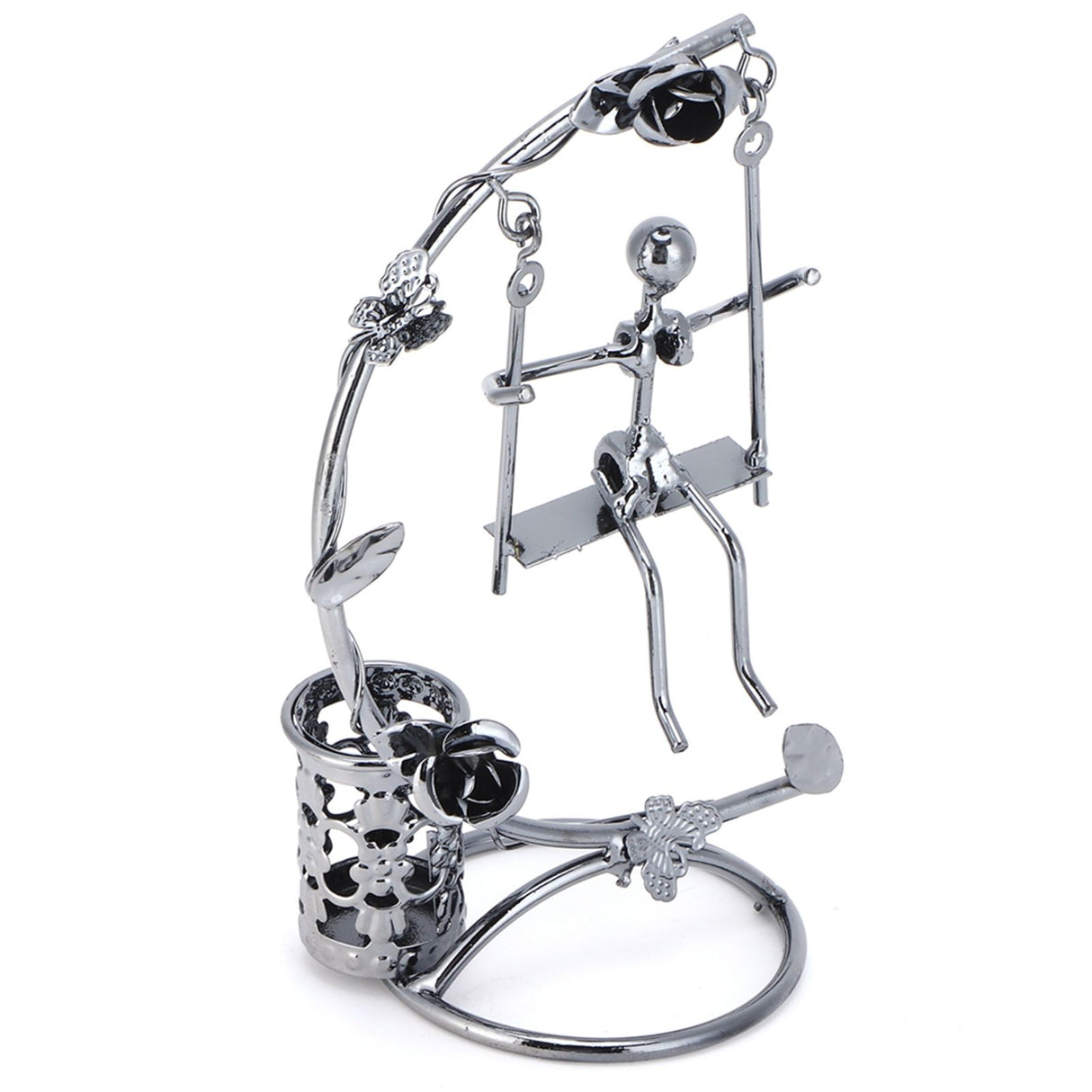 Wrought Iron Swing Pen Holder Originality Home Tabletop Decoration for Business GiftsMan