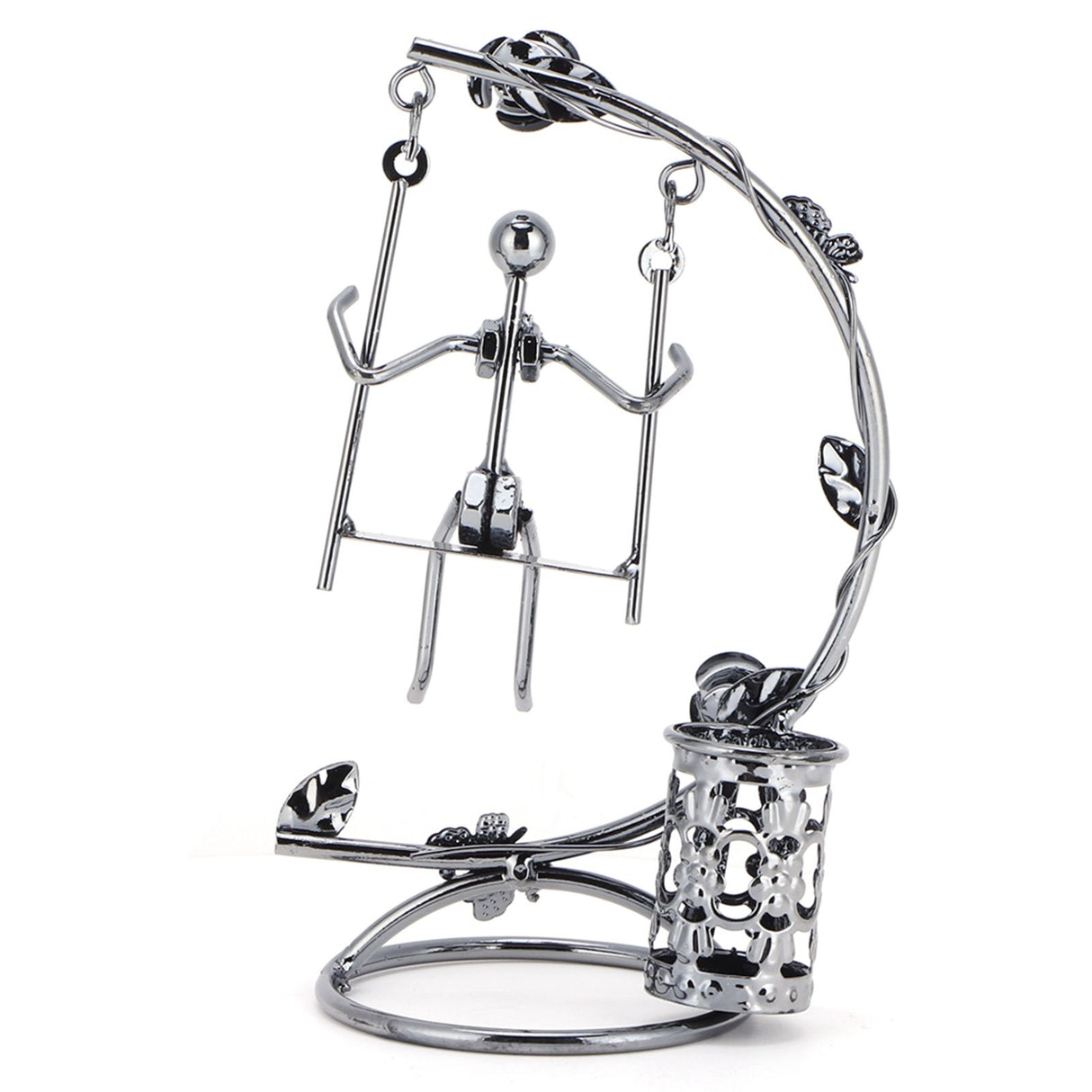 Wrought Iron Swing Pen Holder Originality Home Tabletop Decoration for Business GiftsMan