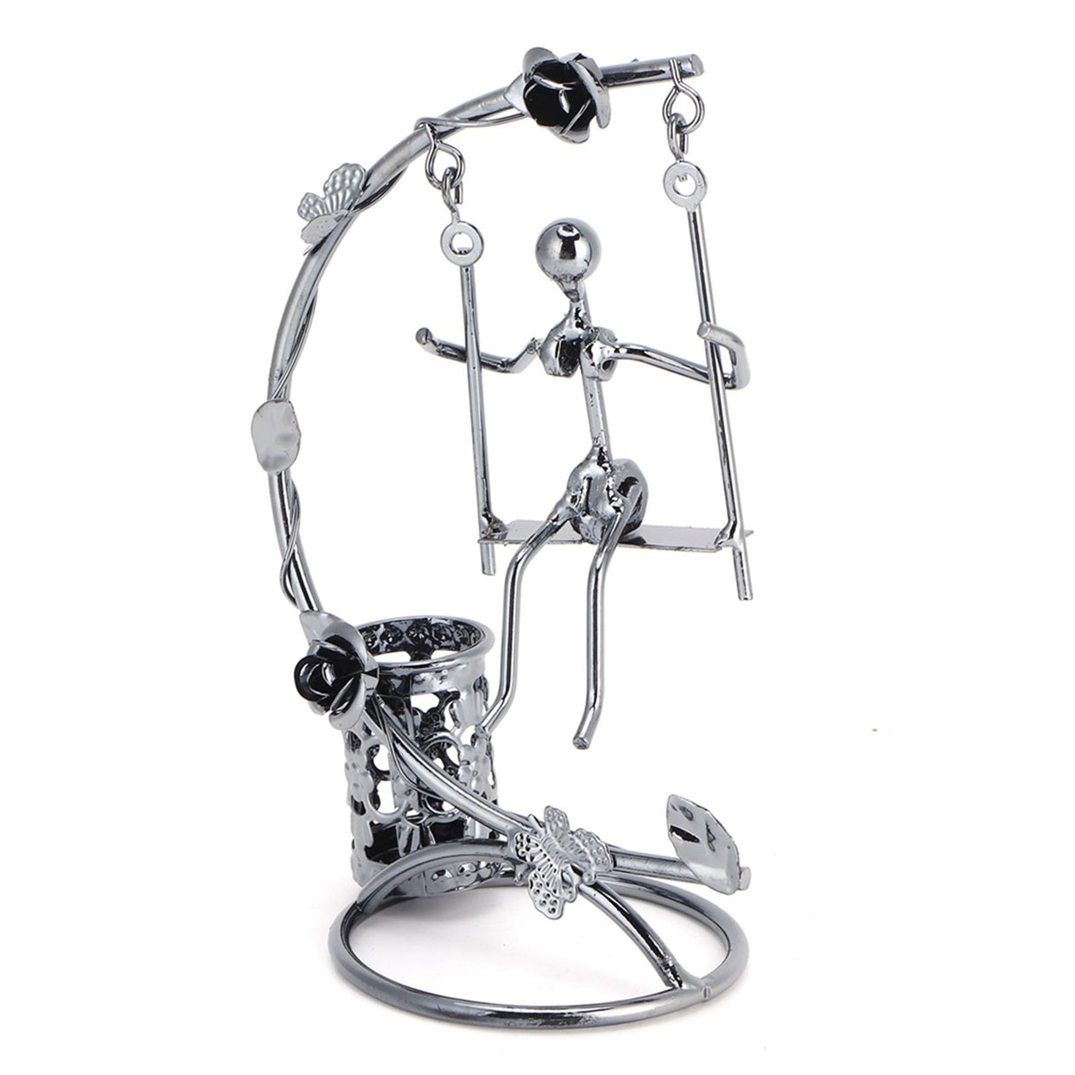Wrought Iron Swing Pen Holder Originality Home Tabletop Decoration for Business GiftsMan