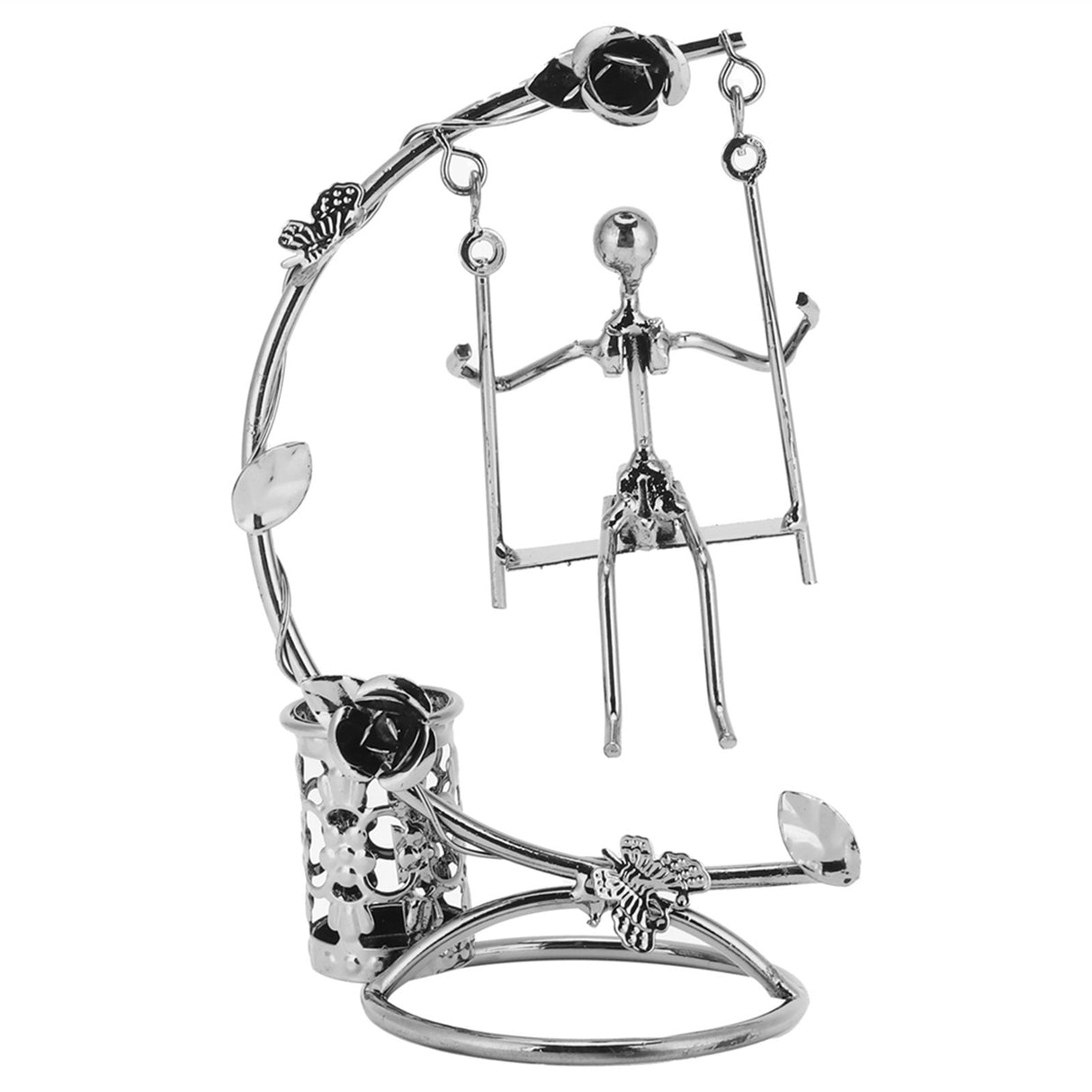 Wrought Iron Swing Pen Holder Originality Home Tabletop Decoration for Business GiftsMan