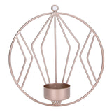 Candle Holder Innovative Geometric Round Wall Mounted Candlestick Ornament Rose Gold - Front View