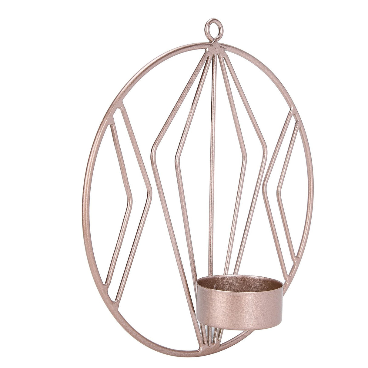 Candle Holder Innovative Geometric Round Wall Mounted Candlestick Ornament Rose Gold