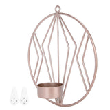 Candle Holder Innovative Geometric Round Wall Mounted Candlestick Ornament Rose Gold - Low Angle