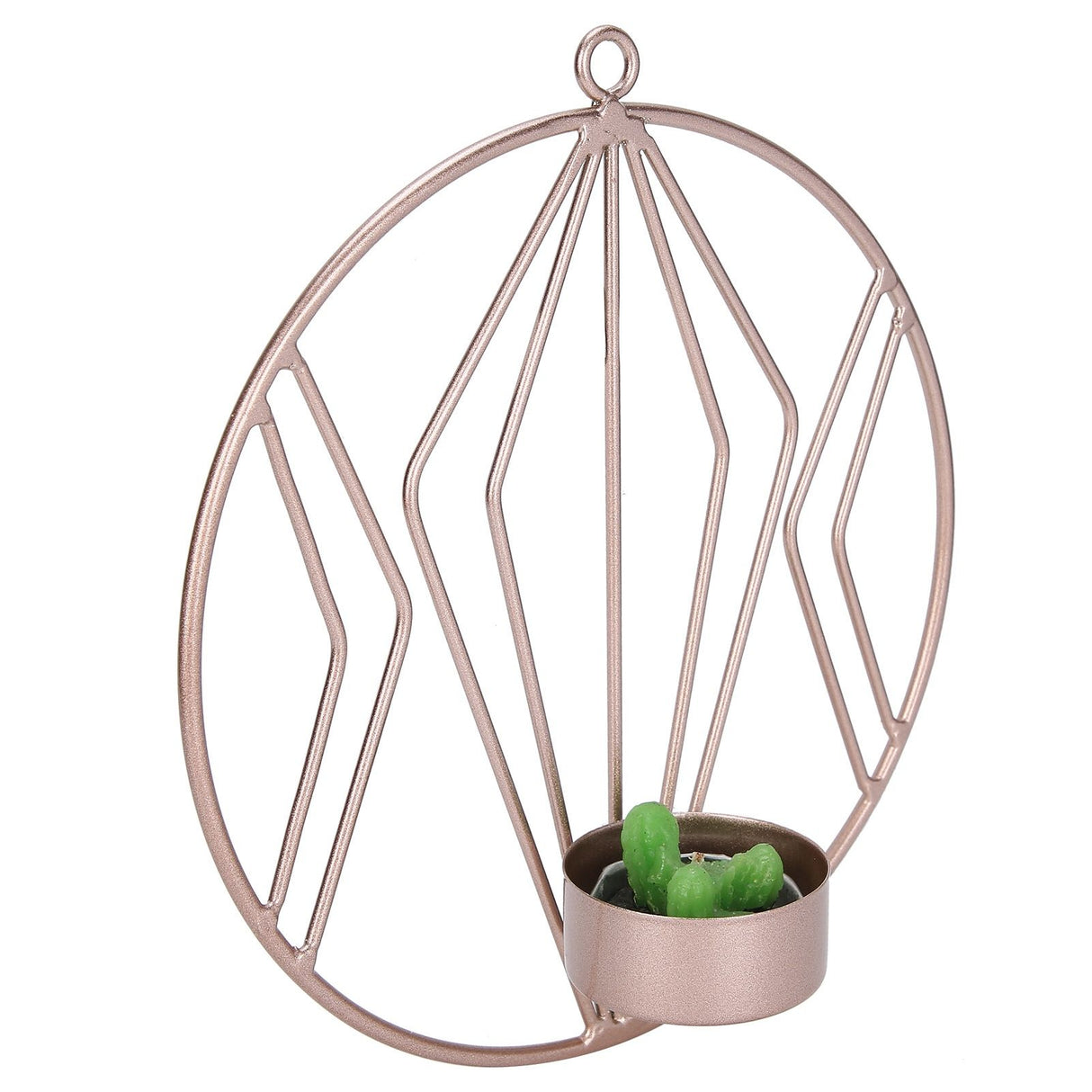 Candle Holder Innovative Geometric Round Wall Mounted Candlestick Ornament Rose Gold