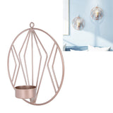 Candle Holder Innovative Geometric Round Wall Mounted Candlestick Ornament Rose Gold - Extra Image
