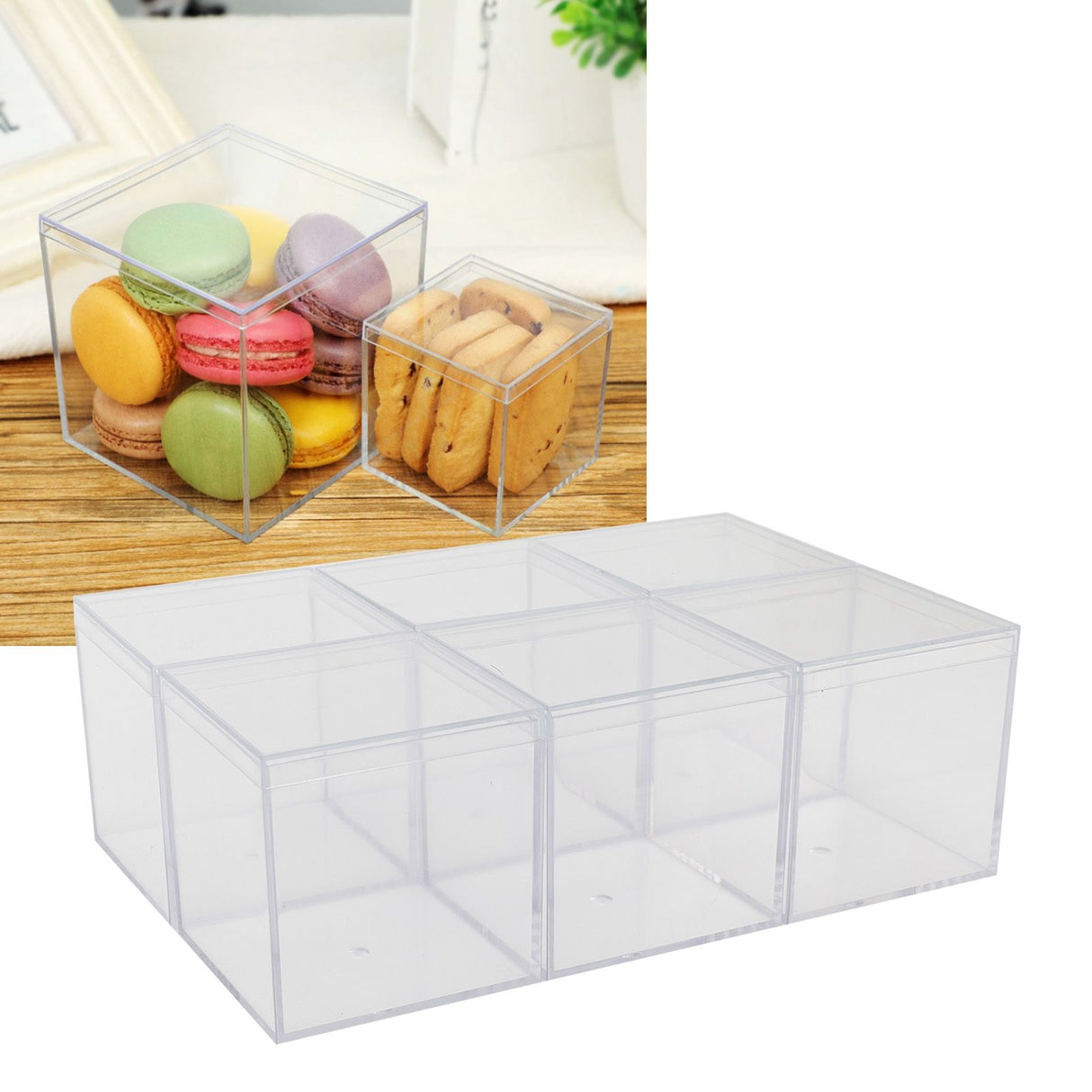 6 Set Plastic Clear Box with Separate Lid Candies Storage Containers Party Gifts Favor