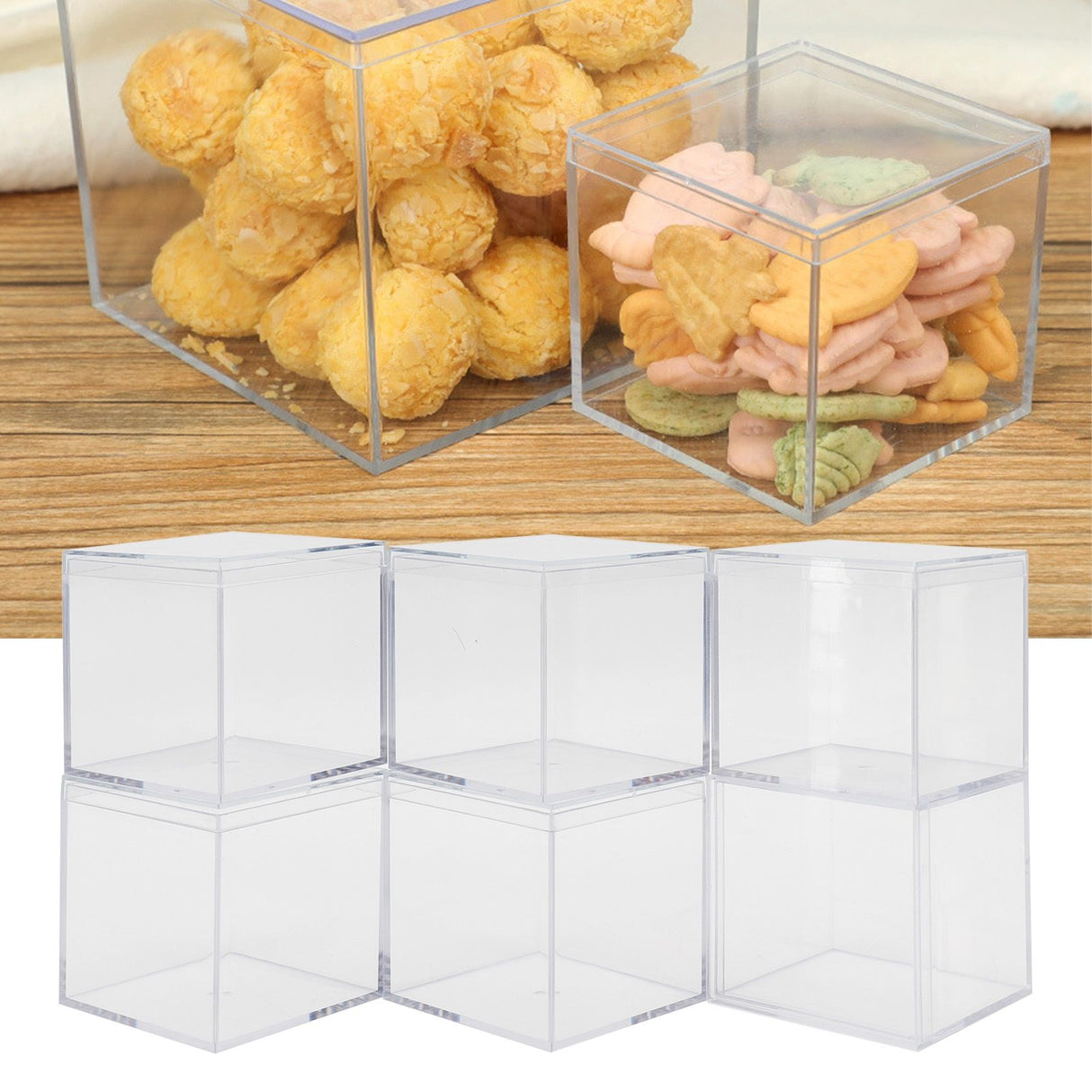 6 Set Plastic Clear Box with Separate Lid Candies Storage Containers Party Gifts Favor