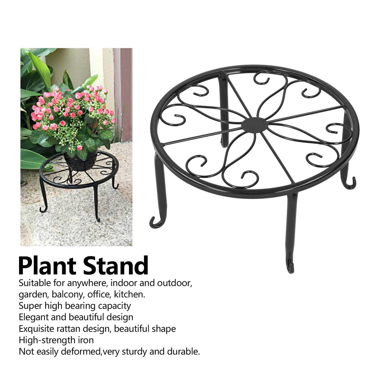 Wrought Iron Plant Stand Flower Pot Holder Stand Indoor Outdoor Display Rack Room Decor
