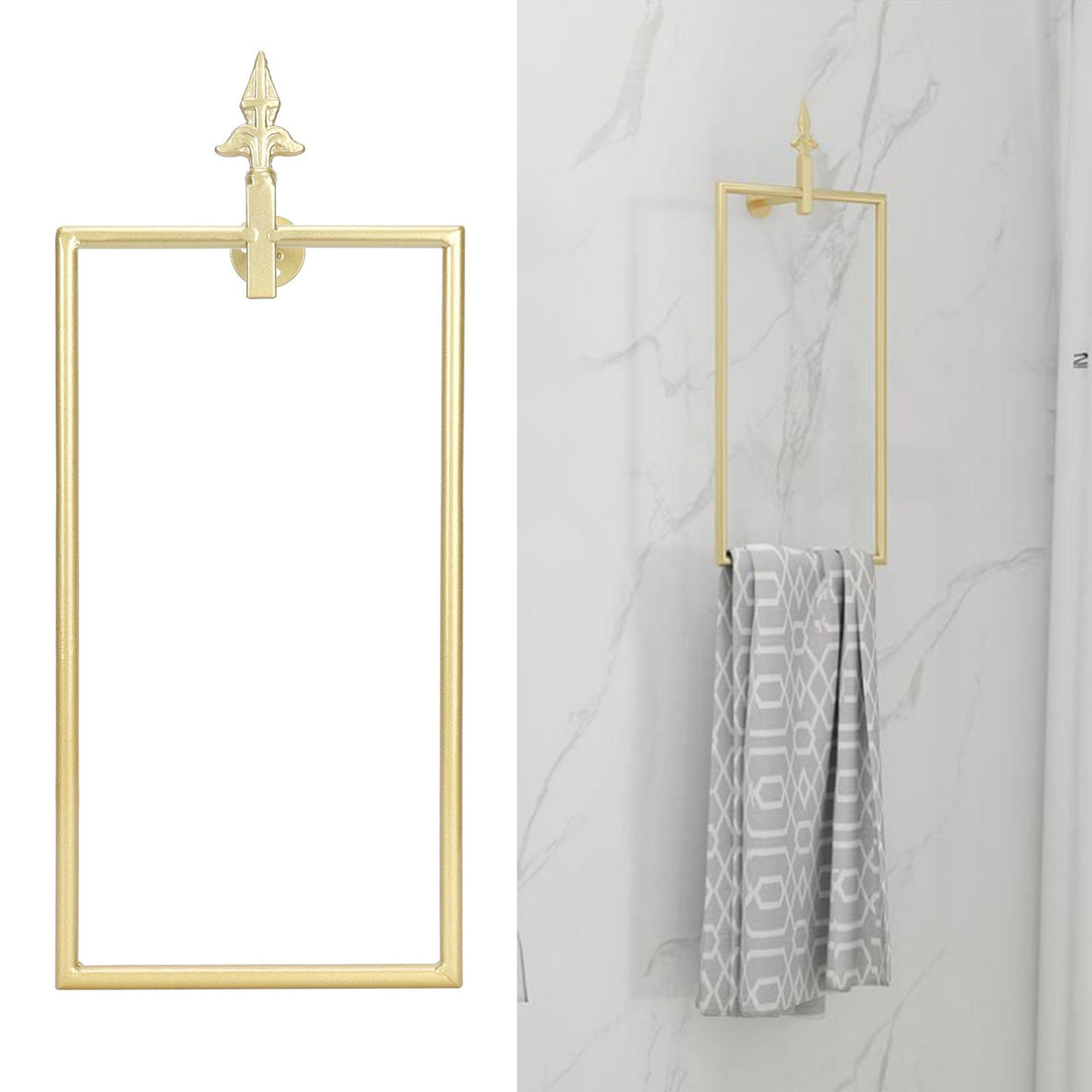 Towel Rack Nordic Style Wall Mounted Rectangular Towels Storage Ring Bathroom Accessory Gold