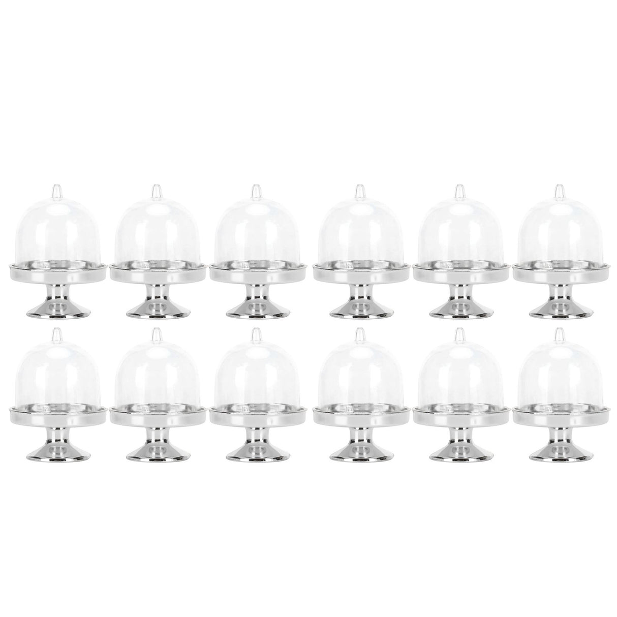 12 Set Mini Candy Box Cake Stand Cupcake Candy Display Plate with Lid Party SuppliesBottom Silver
