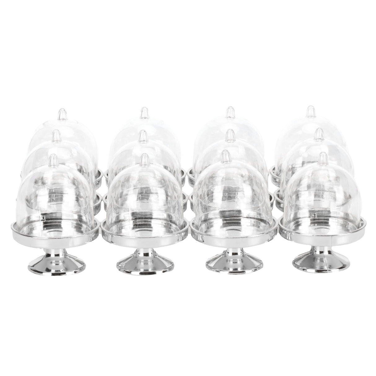 12 Set Mini Candy Box Cake Stand Cupcake Candy Display Plate with Lid Party SuppliesBottom Silver